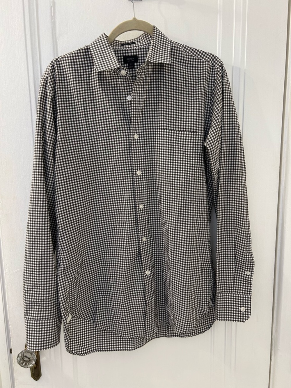 J. Crew Black and White Gingham Button-Down Shirt